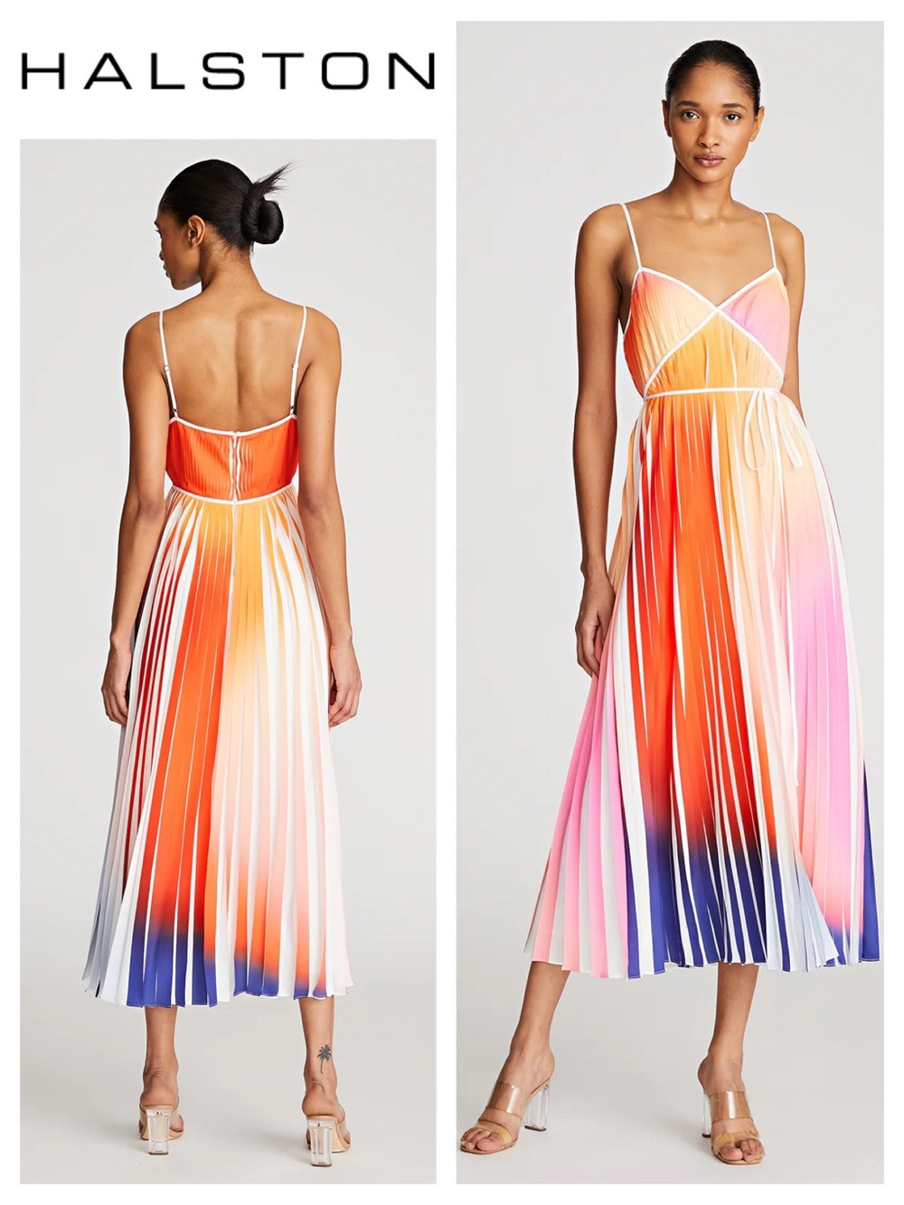 HALSTON Mollie Dress In Pleated Print